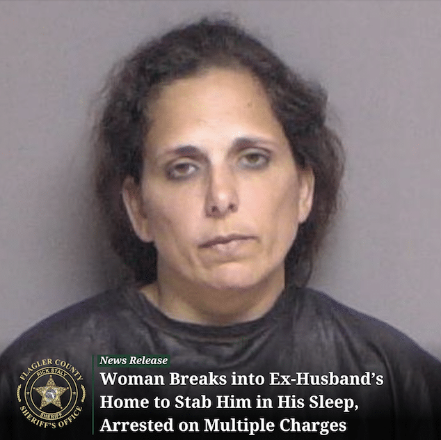 Melinda Gould, Ormond, Florida woman breaks into her ex husband’s home and tries to stab him in his sleep.